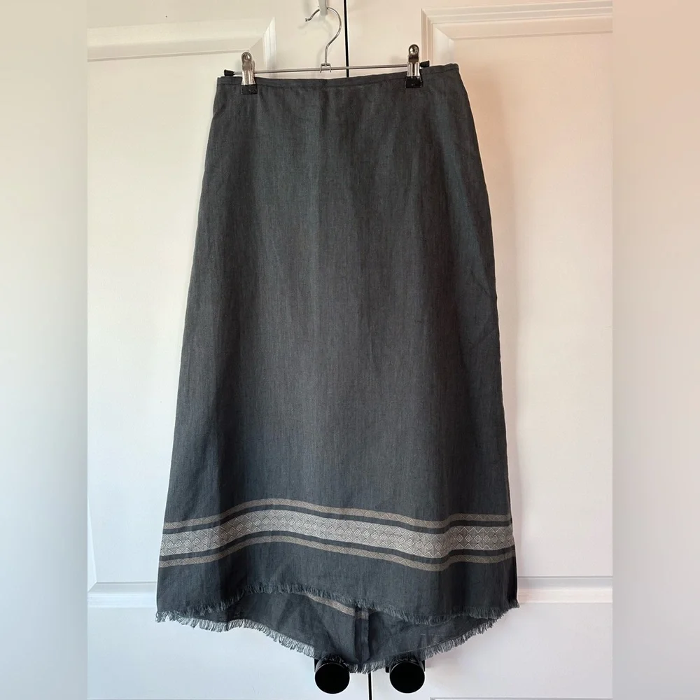 Vintage Margaret O’Leary Women’s Irish Linen Fringe Skirt Size Small